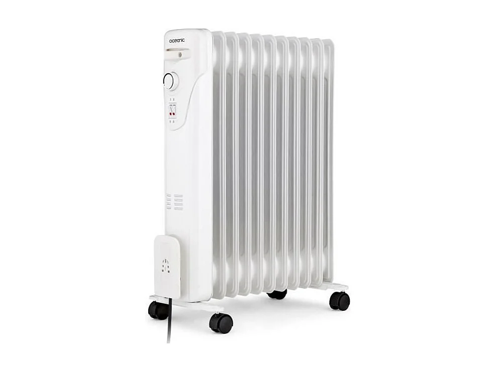 Radiador eléctrico de aceite 2500W OCEANIC - 3 potencias - 11 elementos - Blanco - Móvil