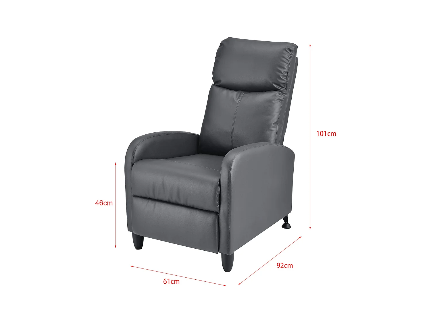 Poltrona relax con schienale reclinabile e poggiapiedi rivestimento grigio 102 cm 03_0005210