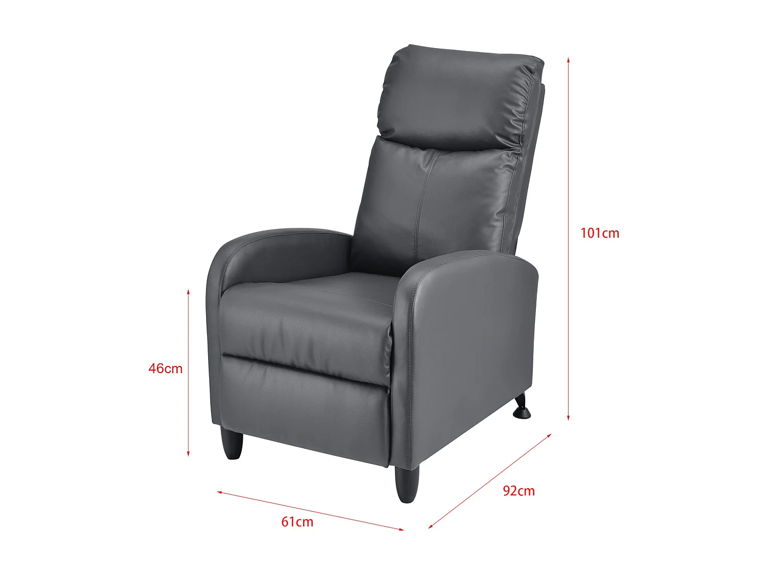 Poltrona relax con schienale reclinabile e poggiapiedi rivestimento grigio 102 cm 03_0005210