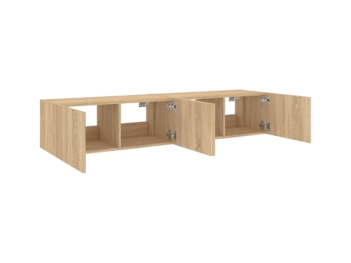 Mobile TV da parete scaffale multimediale credenza TV sala da pranzo soggiorno camera da letto luci LED 2 pezzi rovere Sonoma 80 x 35 x 31 cm marrone 02_0029182