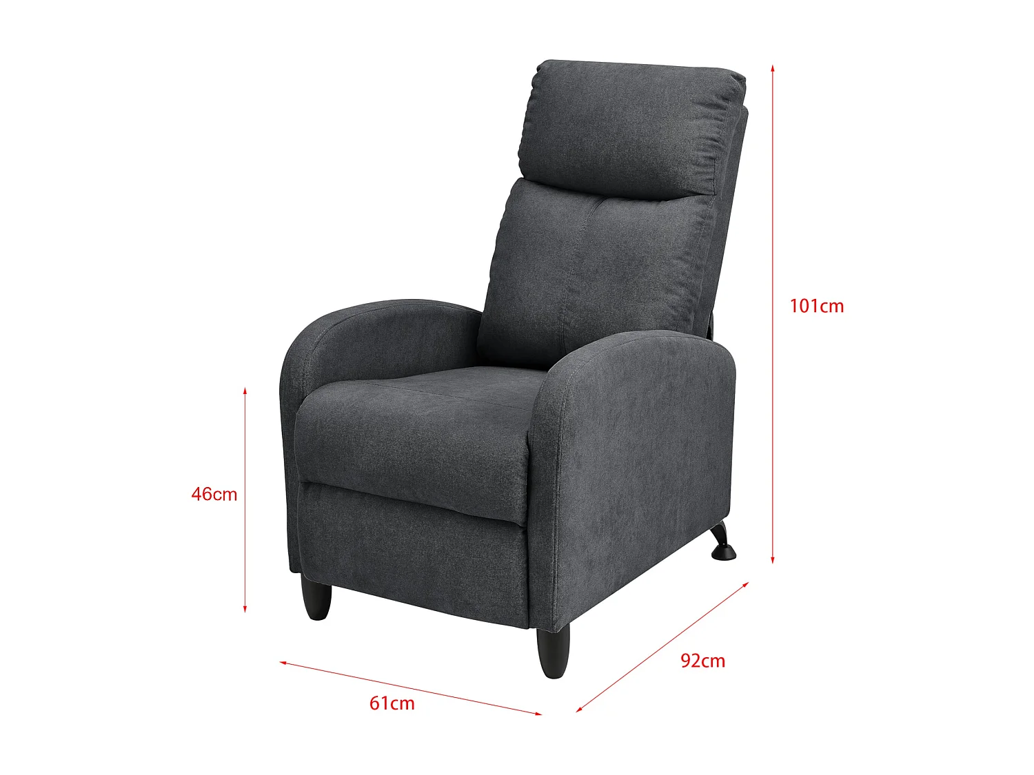 poltrona relax con schienale reclinabile e poggiapiedi rivestimento tessile 102 cm grigio scuro 03_0005214