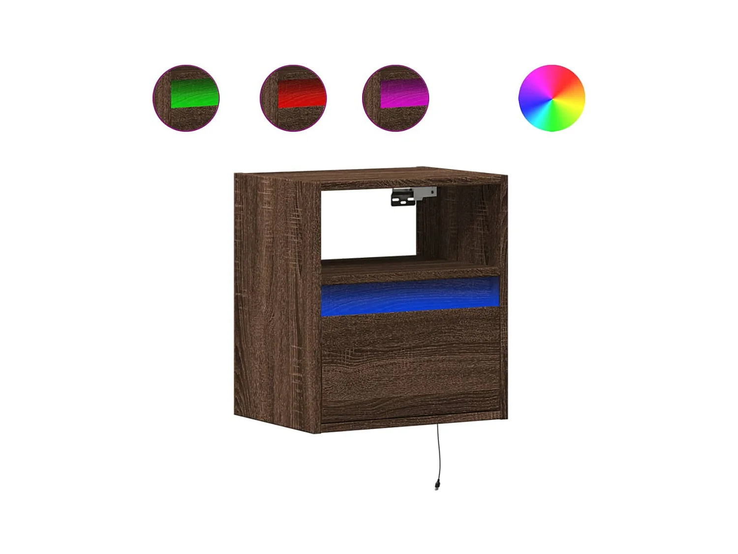 Mobile TV a parete scaffale multimediale credenza TV sala da pranzo soggiorno camera da letto luci LED 2 pezzi rovere 41 x 31 x 45 cm marrone 02_0029164