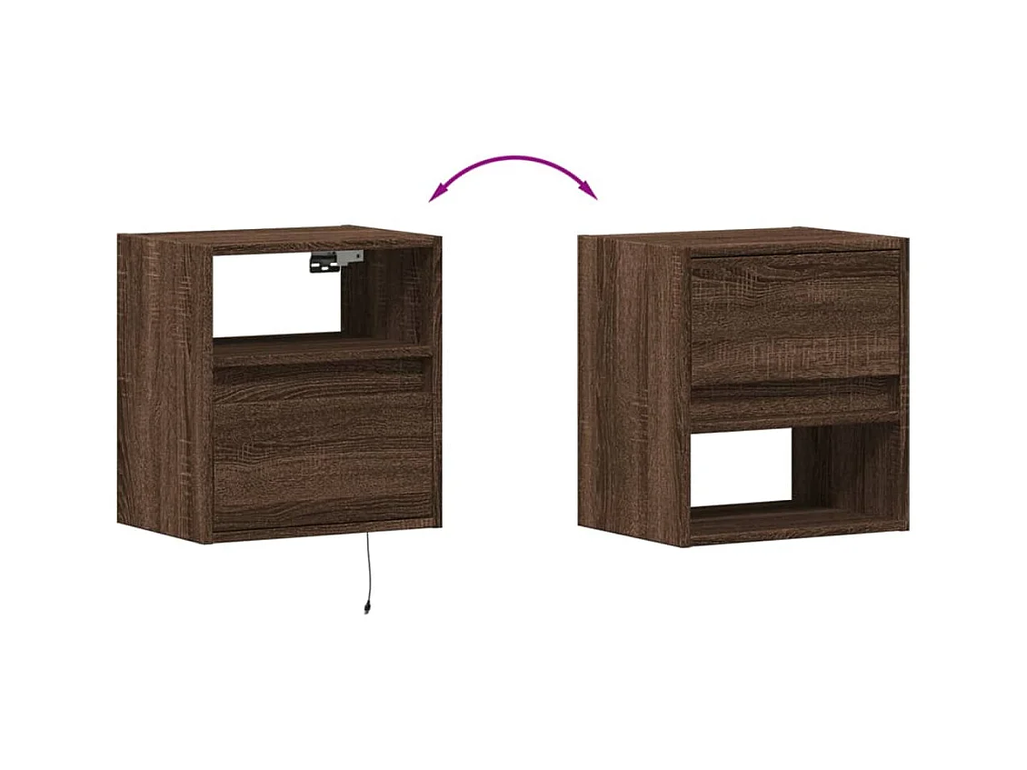 Mobile TV a parete scaffale multimediale credenza TV sala da pranzo soggiorno camera da letto luci LED 2 pezzi rovere 41 x 31 x 45 cm marrone 02_0029164