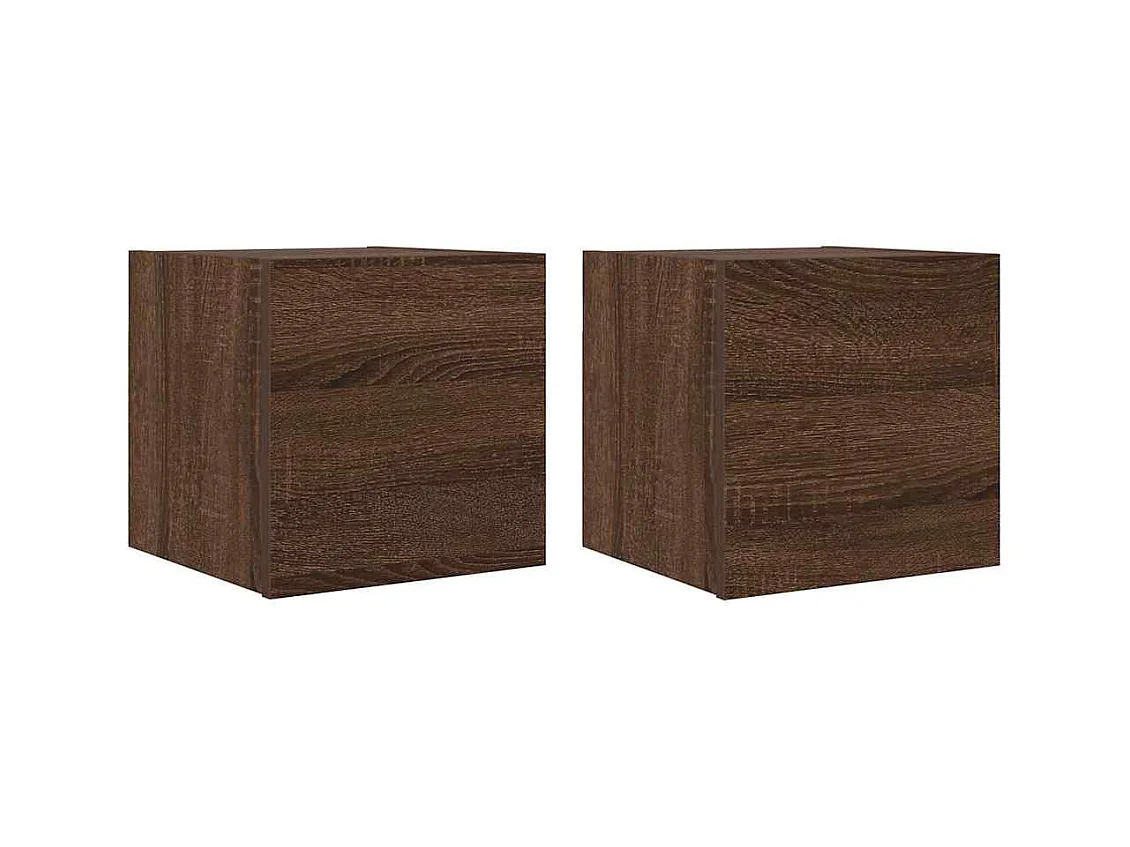 Mueble TV de pared estante multimedia para televisión buffet de televisión comedor salón dormitorio 2 piezas roble 30,5 x 30 x 30 cm marrón 02_0028965