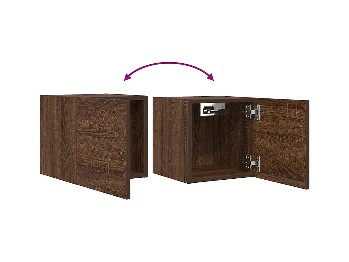 Mueble TV de pared estante multimedia para televisión buffet de televisión comedor salón dormitorio 2 piezas roble 30,5 x 30 x 30 cm marrón 02_0028965