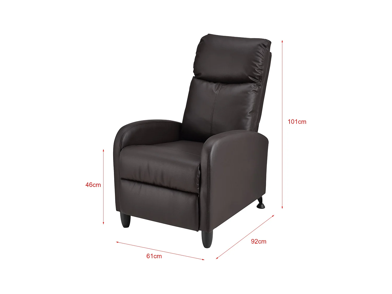 Poltrona relax con schienale reclinabile e poggiapiedi rivestimento marrone 102 cm 03_0005211