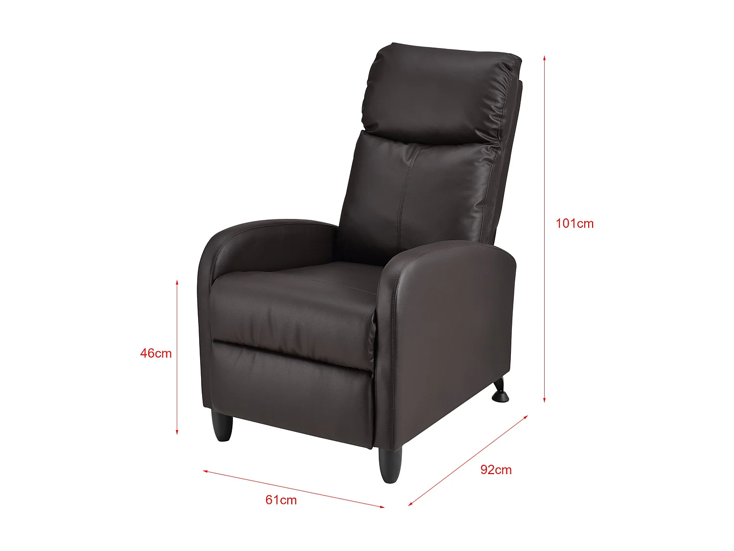Poltrona relax con schienale reclinabile e poggiapiedi rivestimento marrone 102 cm 03_0005211