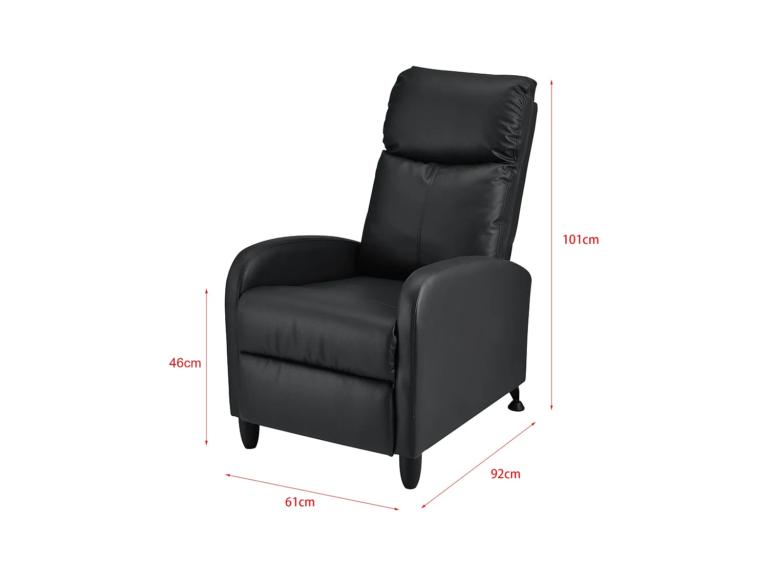 Poltrona relax con schienale reclinabile e poggiapiedi rivestimento in PU sintetico 102x60x92 cm nero 03_0005212