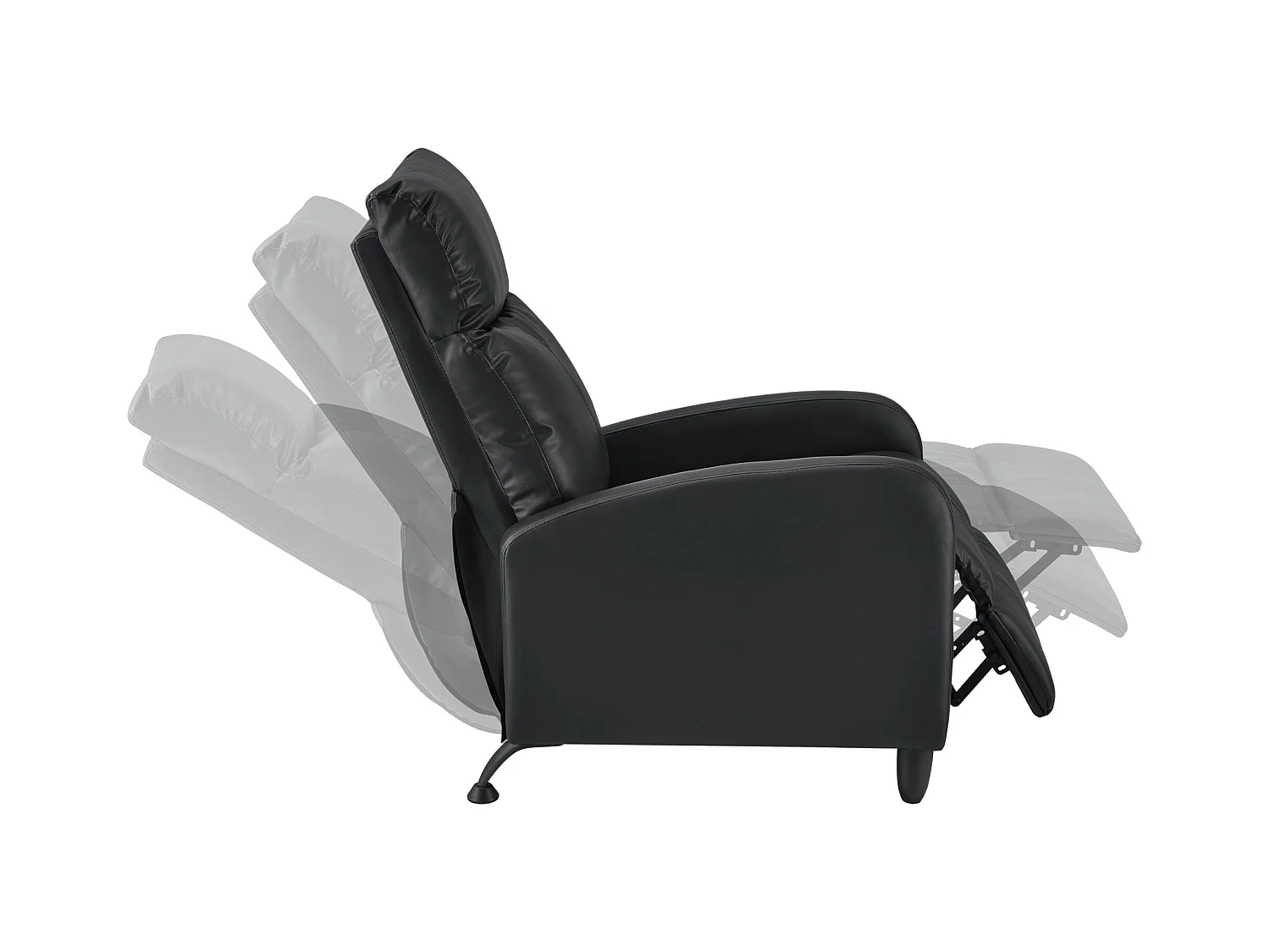 Poltrona relax con schienale reclinabile e poggiapiedi rivestimento in PU sintetico 102x60x92 cm nero 03_0005212