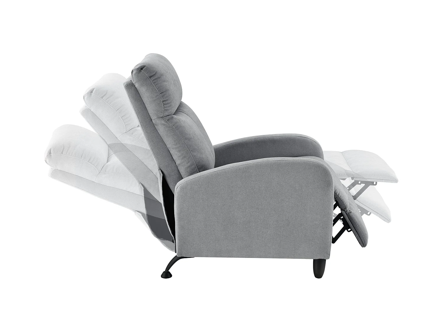 Poltrona relax con schienale reclinabile e poggiapiedi rivestimento tessile grigio chiaro 03_0005213