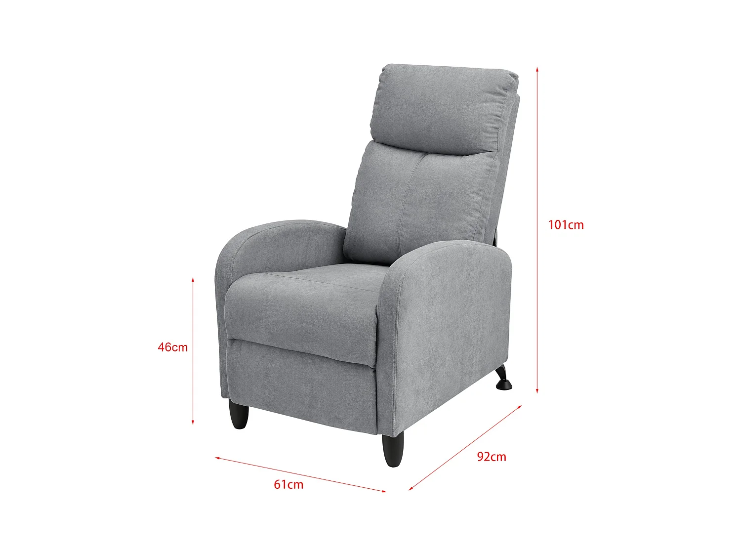 Poltrona relax con schienale reclinabile e poggiapiedi rivestimento tessile grigio chiaro 03_0005213