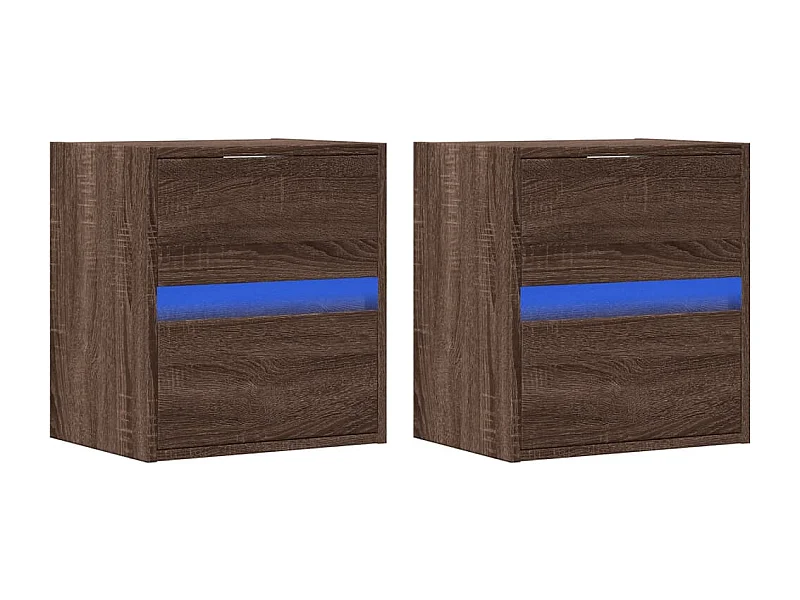 Mobile TV a parete scaffale multimediale credenza TV sala da pranzo soggiorno camera da letto luci LED 2 pezzi rovere 41 x 31 x 45 cm marrone 02_0029163