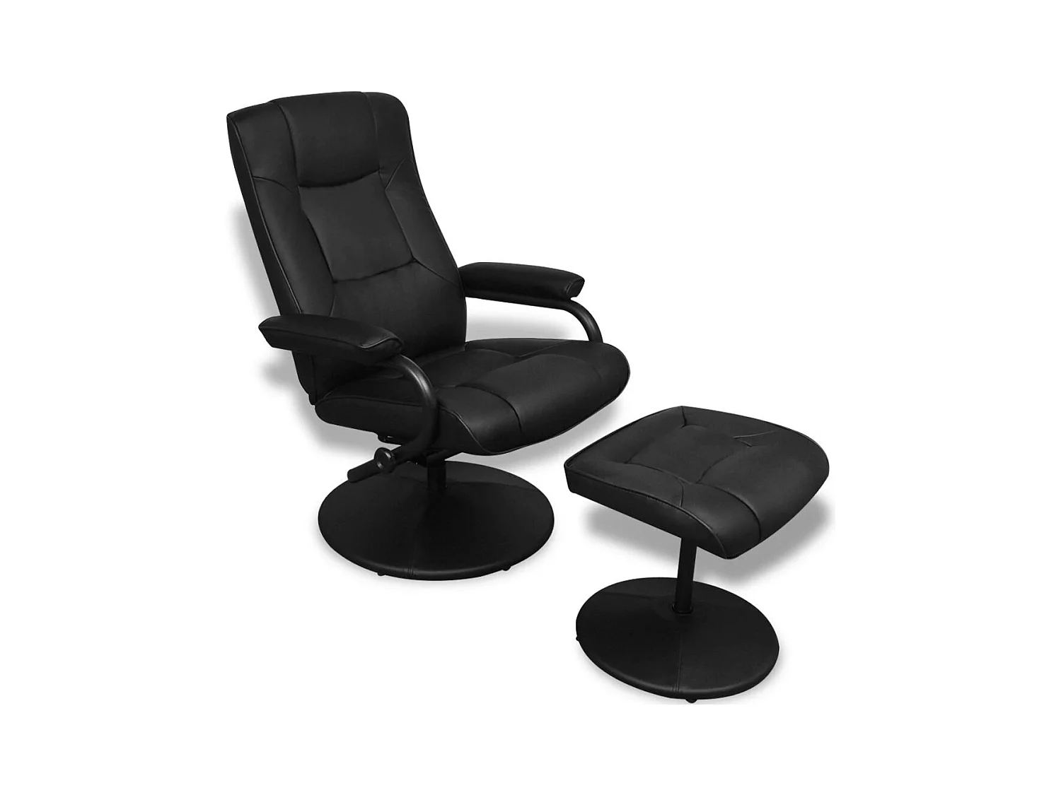 Poltrona poltrona lounge design divano club lounge con poggiapiedi pelle sintetica nera 1102063/4