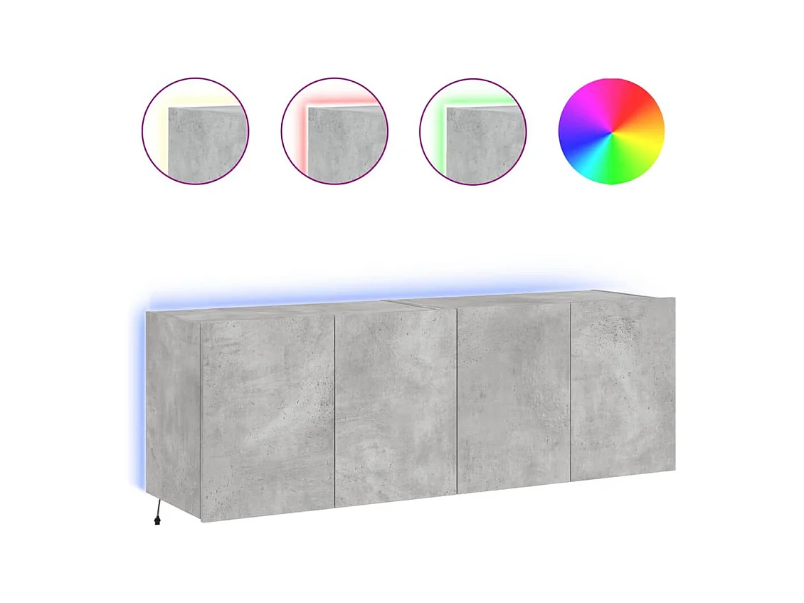 Mueble de TV de pared estante multimedia aparador de televisión TV comedor salón dormitorio y luces LED 2 piezas 60 x 35 x 41 cm gris 02_0029133