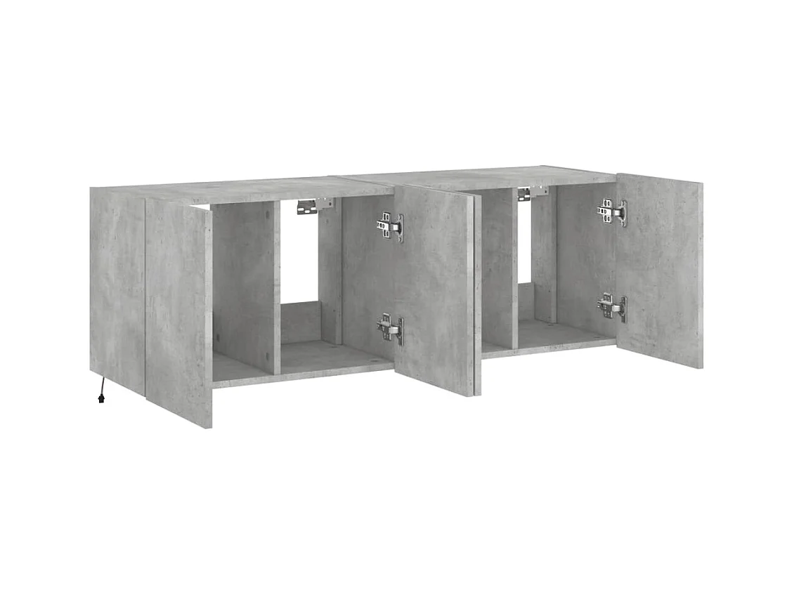 Mueble de TV de pared estante multimedia aparador de televisión TV comedor salón dormitorio y luces LED 2 piezas 60 x 35 x 41 cm gris 02_0029133