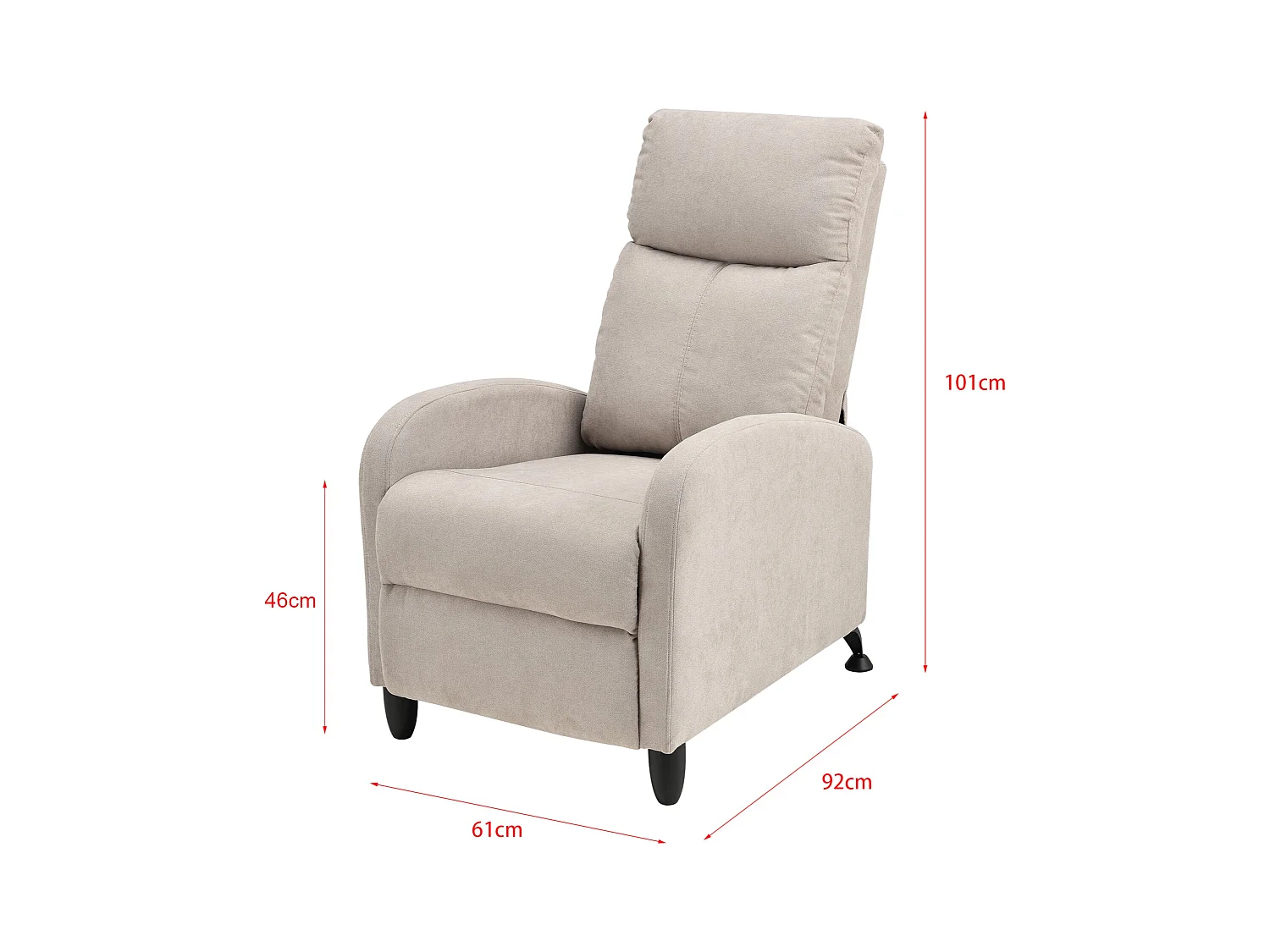 Poltrona relax con schienale reclinabile e poggiapiedi rivestimento tessile 102 cm marrone 03_0005215