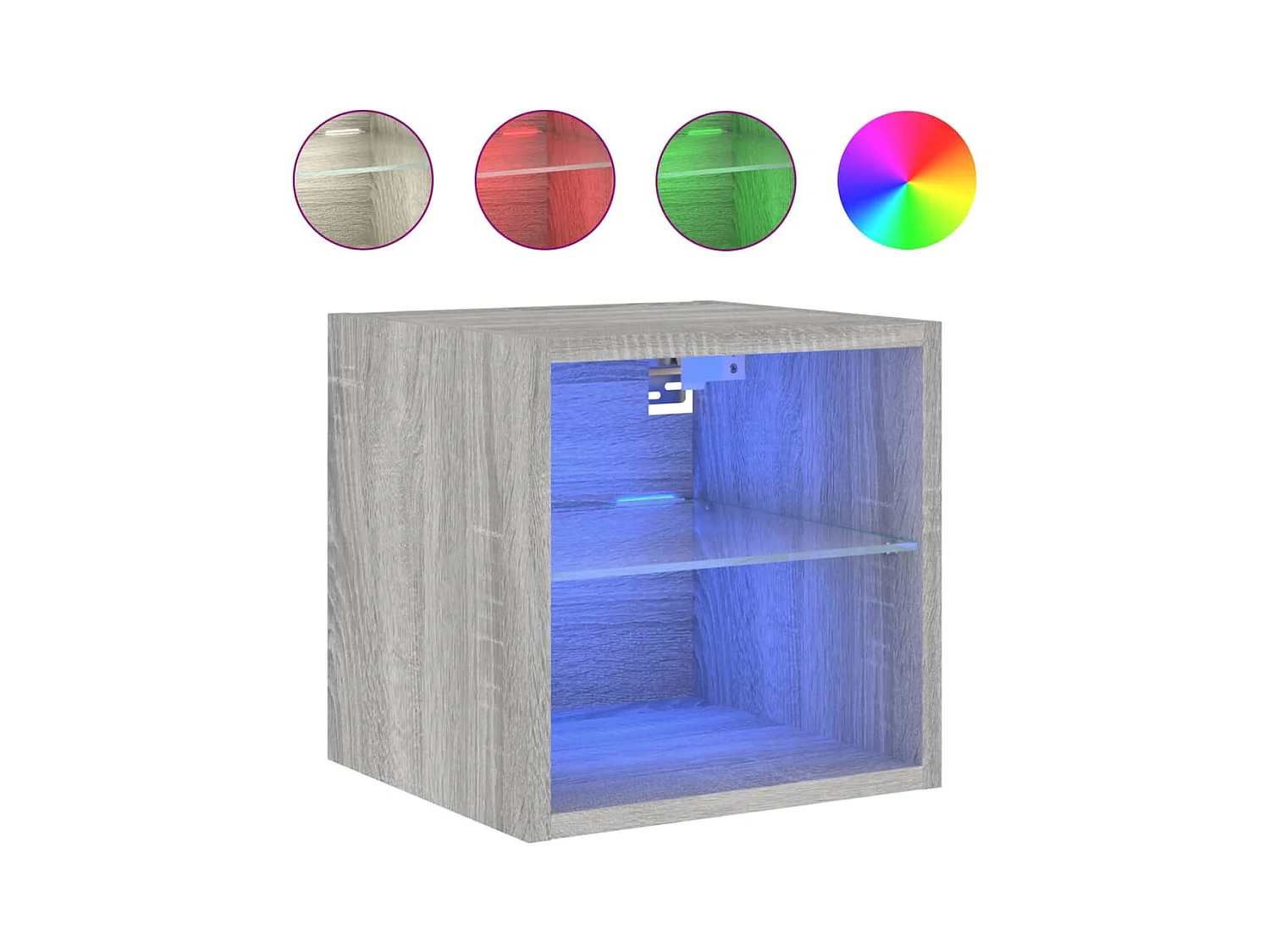 Mueble TV de pared estantería multimedia aparador televisión TV comedor salón dormitorio y luces LED 2 piezas sonoma 30 x 28,5 x 30 cm gris 02_0029147