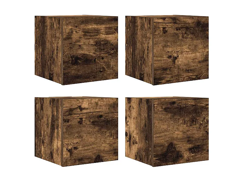 Mueble TV de pared estante multimedia para televisión buffet de televisión comedor salón dormitorio 4 piezas roble ahumado 30,5 x 30 x 30 cm marrón 02_0029078