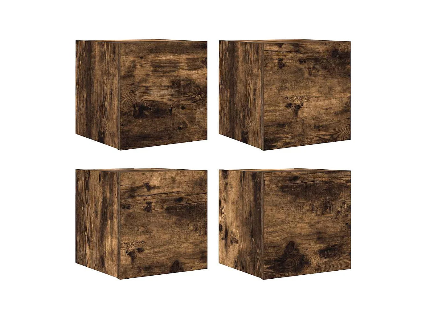 Mueble TV de pared estante multimedia para televisión buffet de televisión comedor salón dormitorio 4 piezas roble ahumado 30,5 x 30 x 30 cm marrón 02_0029078