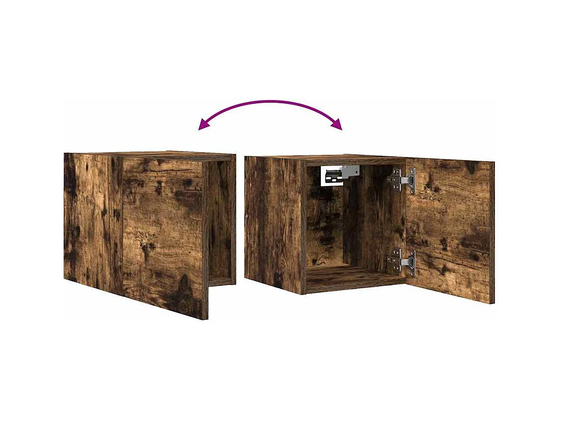 Mueble TV de pared estante multimedia para televisión buffet de televisión comedor salón dormitorio 4 piezas roble ahumado 30,5 x 30 x 30 cm marrón 02_0029078