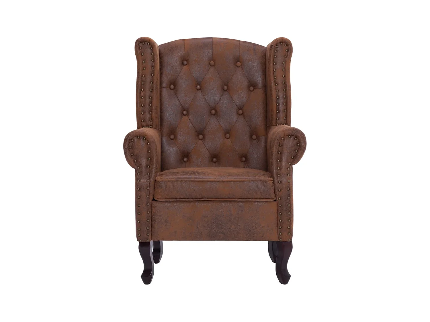 Sillón sillón sillón de diseño club sofá salón chesterfield y reposapiés marrón ante sintético 1102228/3