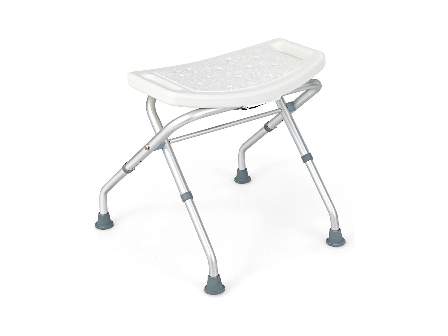 Banco de chuveiro com altura ajustável 49-525 cm assento de chuveiro braços removíveis pés de borracha antiderrapantes branco 20_0009485