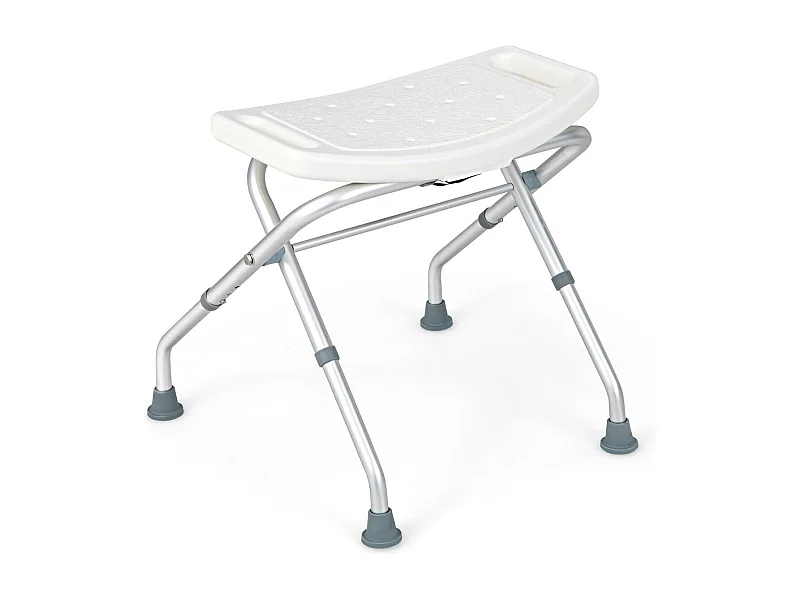 Taburete de ducha regulable en altura 49-525 cm asiento de ducha reposabrazos extraíbles patas de goma antideslizantes color blanco 20_0009485