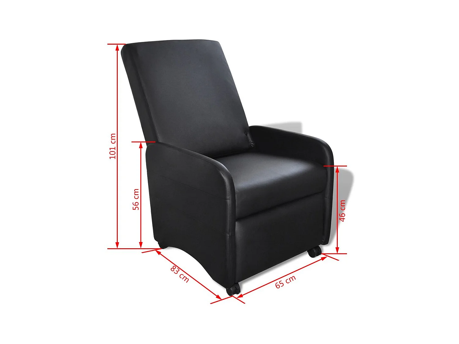 Sillón sillón asiento lounge diseño club sofá salón plegable piel sintética negro 1102066/3