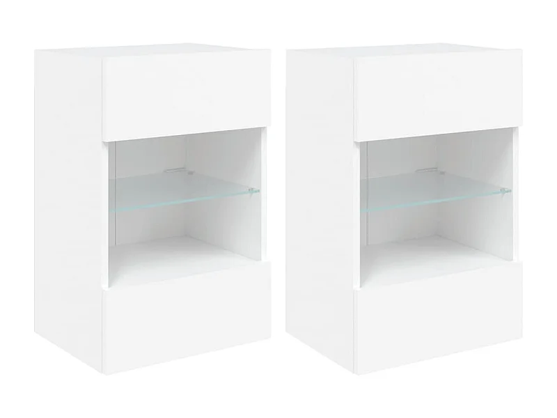 Mueble de TV de pared estante multimedia aparador de televisión TV comedor salón dormitorio con luces LED 2 piezas 40 x 30 x 60,5 cm blanco 02_0029101