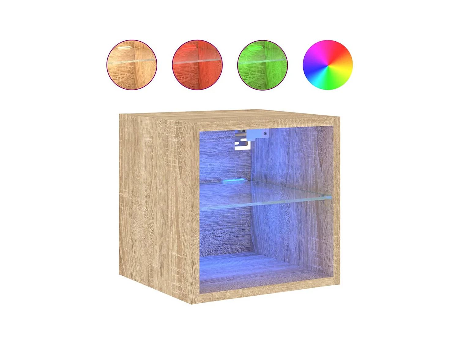 Mobile TV da parete scaffale multimediale credenza TV sala da pranzo soggiorno camera da letto luci LED 2 pezzi rovere Sonoma 30 x 28,5 x 30 cm marrone 02_0029170