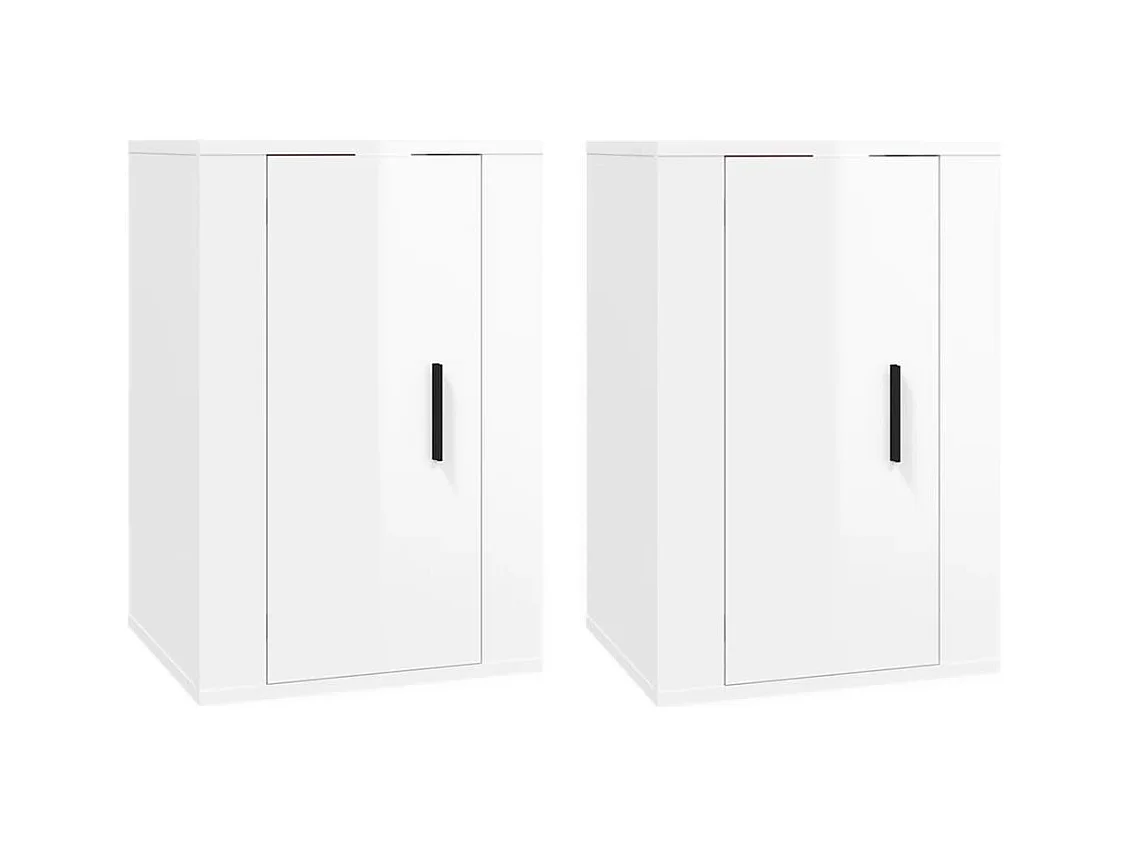 Mueble TV de pared estantería multimedia para televisión aparador para televisión comedor salón dormitorio 2 piezas brillante 40 x 34,5 x 60 cm blanco 02_0028948