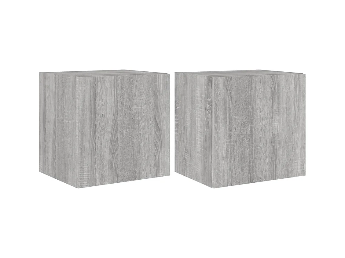 Mueble TV de pared estantería multimedia aparador televisión TV comedor salón dormitorio y luces LED 2 piezas sonoma 40,5 x 35 x 40 cm gris 02_0029151