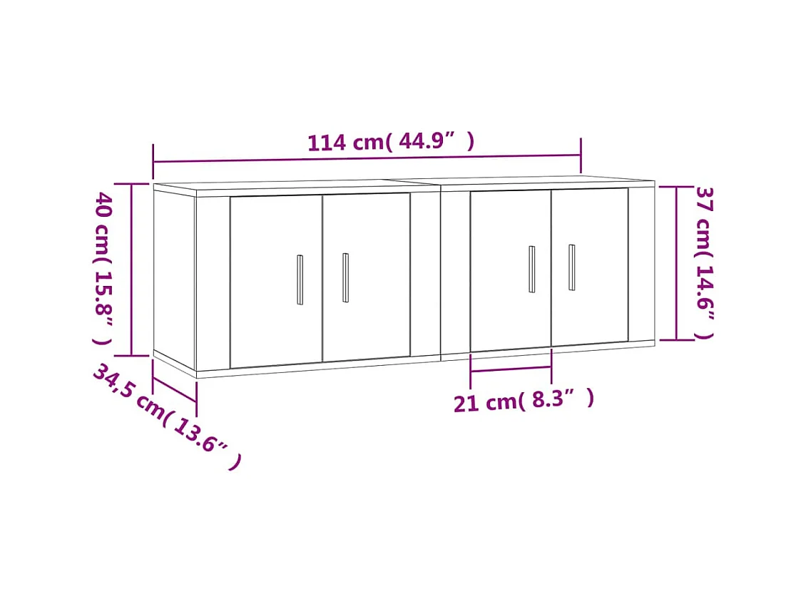 Meubles TV muraux multimédia blanc 57 x 34.5 x 40 cm 02_0028921