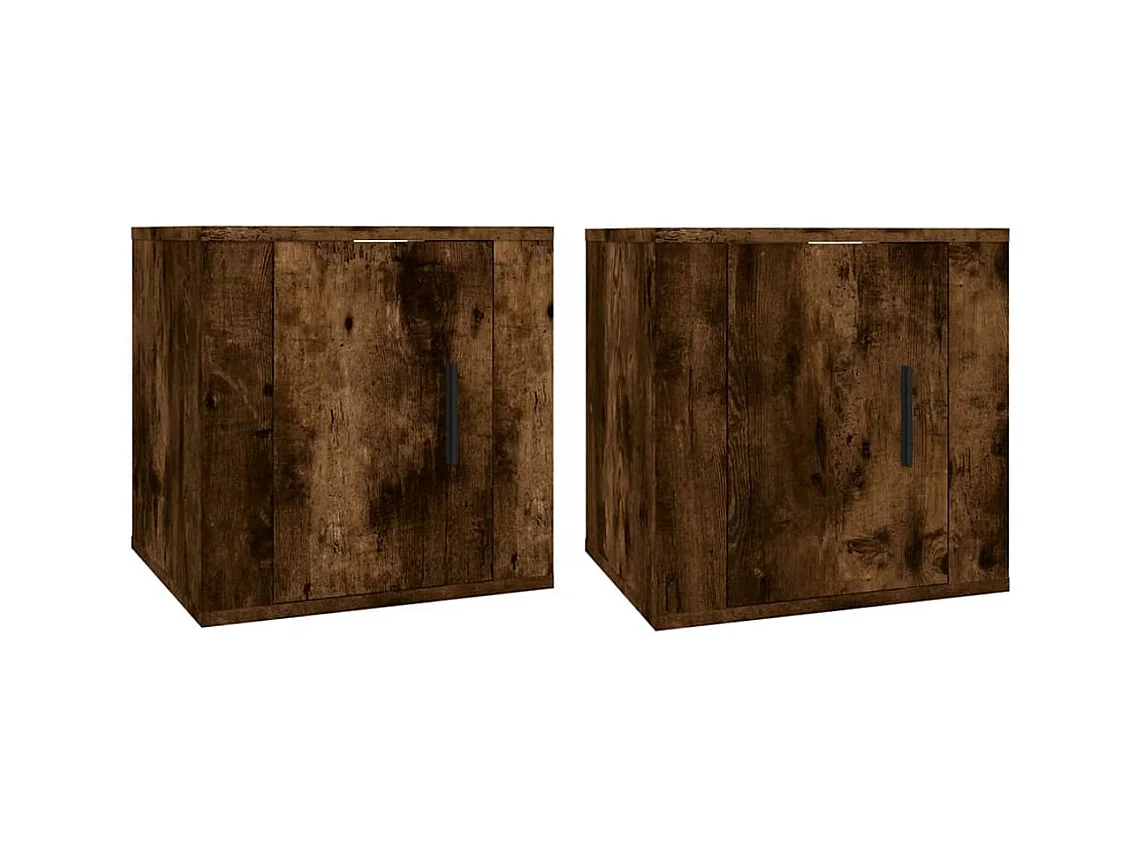 Mueble TV de pared estante multimedia para televisión buffet de televisión comedor salón dormitorio 2 piezas roble ahumado 40 x 34,5 x 40 cm marrón 02_0028982