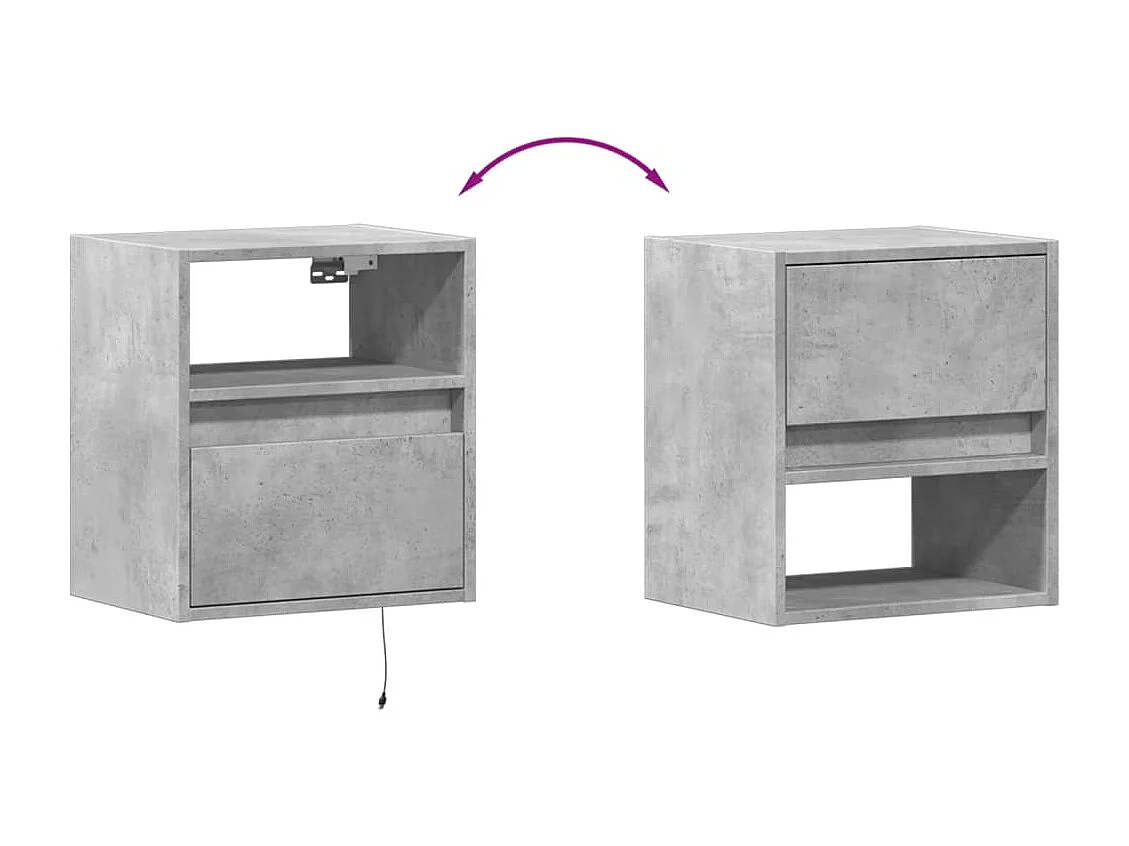 Móveis de parede para TV estante multimídia televisão aparador TV sala de jantar sala de estar quarto e luzes LED 2 peças 41 x 31 x 45 cm cinza 02_0029119