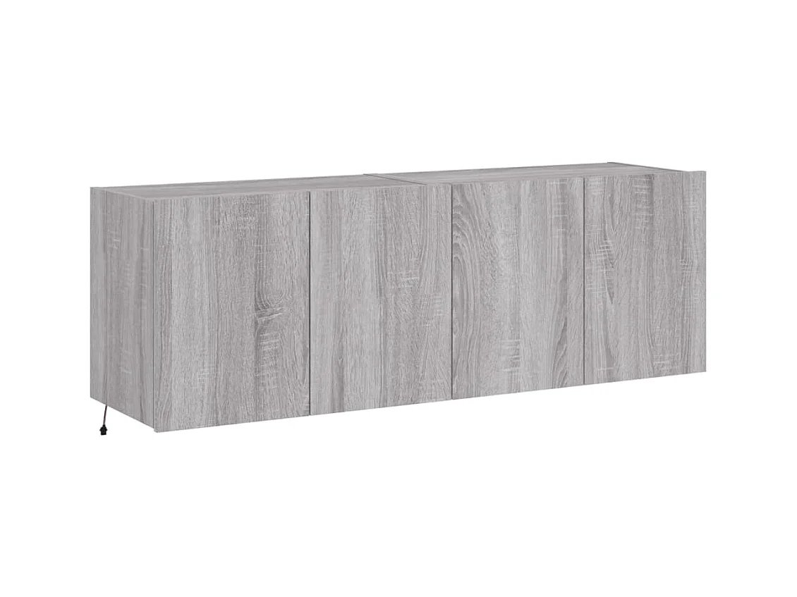 Mueble TV de pared estantería multimedia aparador TV TV comedor salón dormitorio y luces LED 2 piezas sonoma 60 x 35 x 41 cm gris 02_0029154