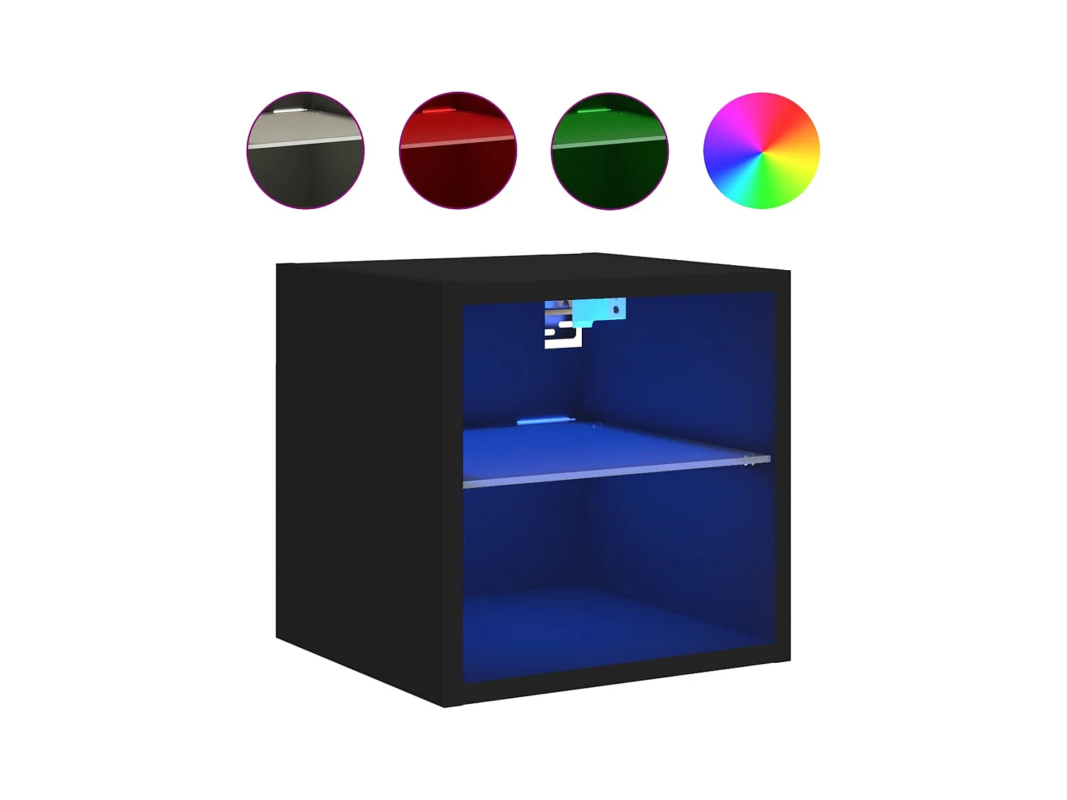 Mobile TV a parete scaffale multimediale credenza TV sala da pranzo soggiorno camera da letto con luci a LED 2 pezzi 30 x 28,5 x 30 cm nero 02_0029094