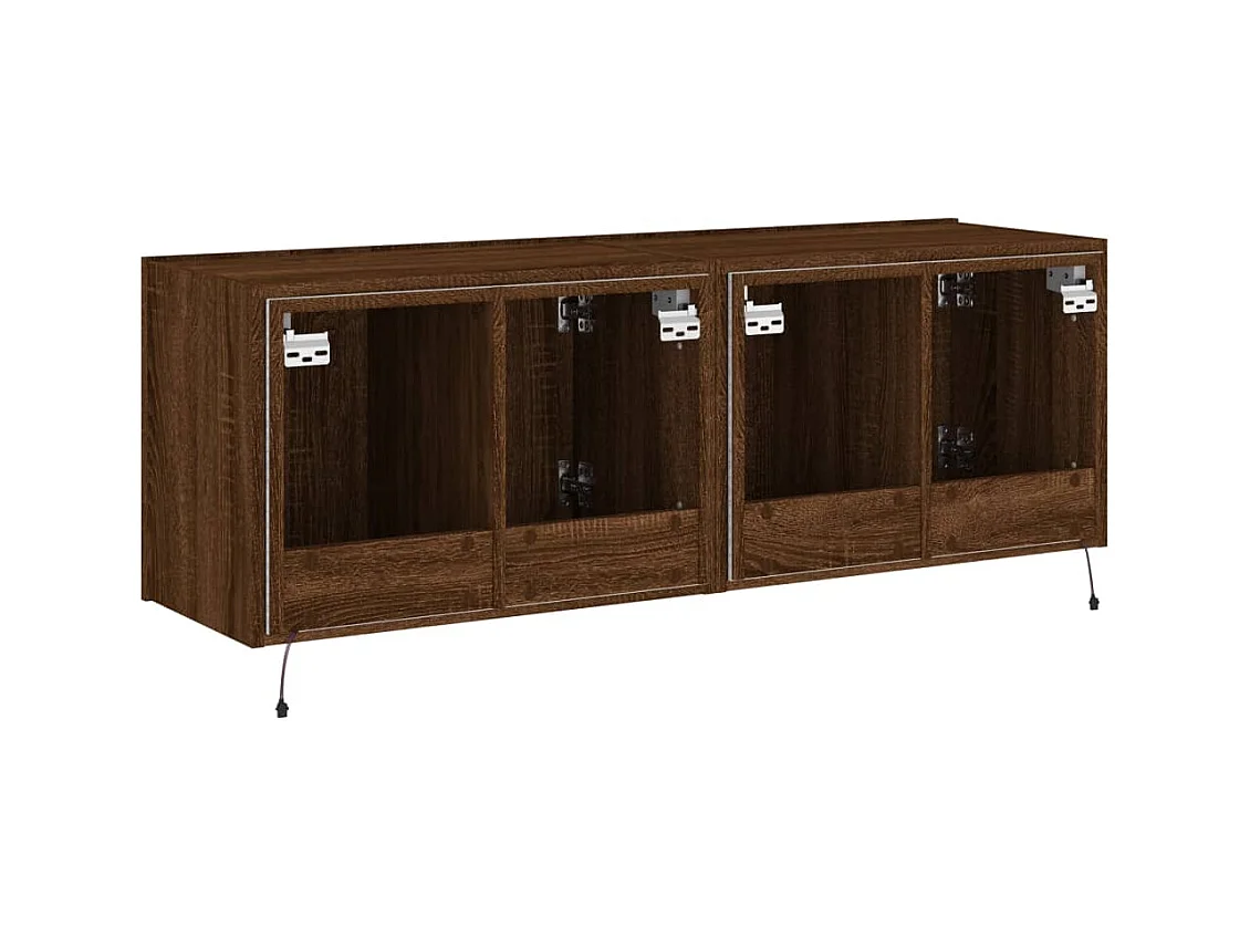 Mobile TV a parete scaffale multimediale credenza TV sala da pranzo soggiorno camera da letto luci LED 2 pezzi rovere 60 x 35 x 41 cm marrone 02_0029167