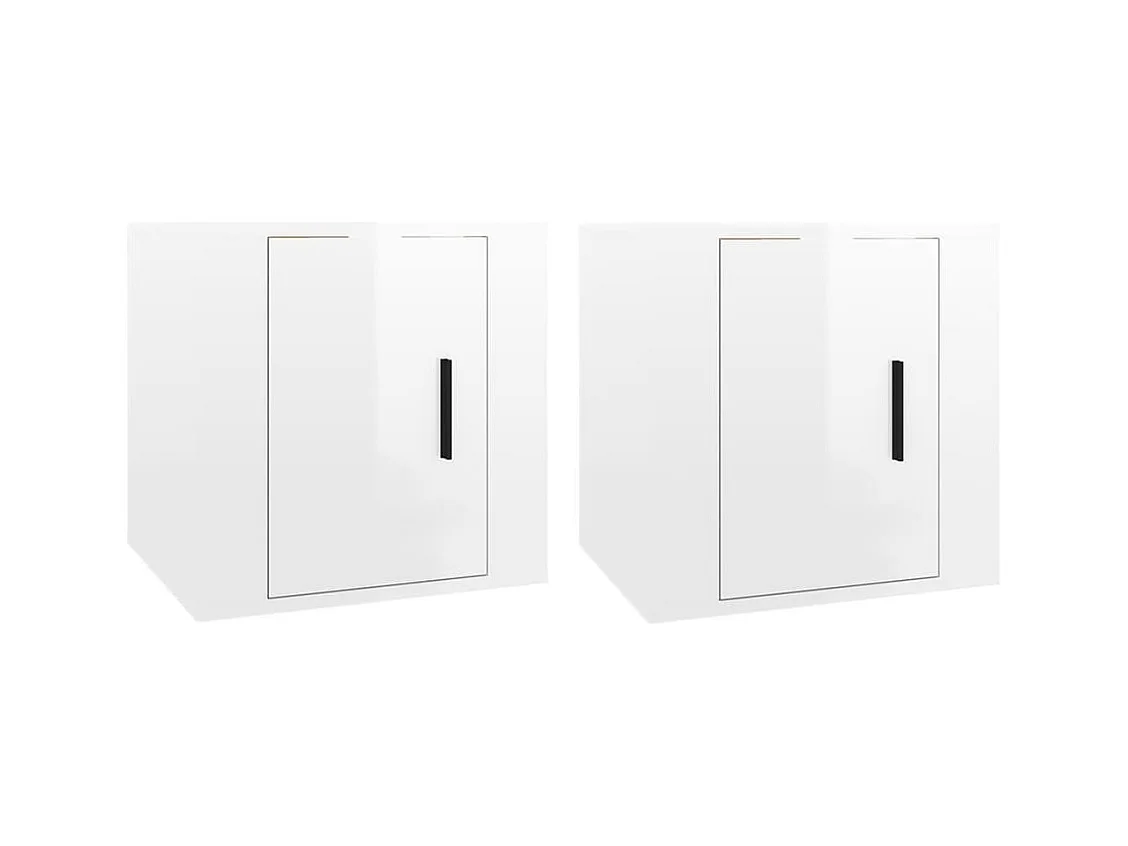 Mueble TV de pared estantería multimedia para televisión aparador para televisión comedor salón dormitorio 2 piezas brillante 40 x 34,5 x 40 cm blanco 02_0028947
