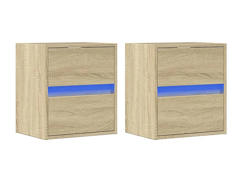 Mobile TV da parete scaffale multimediale credenza TV sala da pranzo soggiorno camera da letto luci LED 2 pezzi rovere Sonoma 41 x 31 x 45 cm marrone 02_0029176