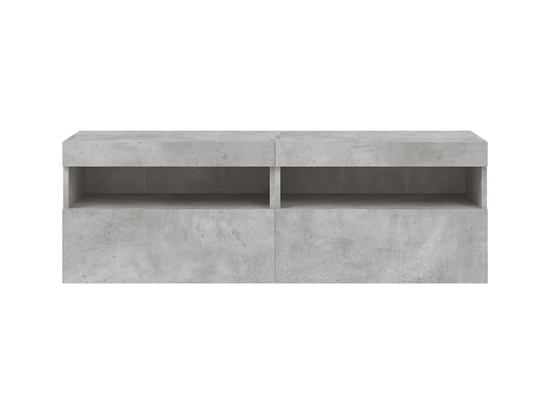 Mueble de TV de pared estante multimedia aparador de televisión TV comedor salón dormitorio y luces LED 2 piezas 60 x 30 x 40 cm gris 02_0029131