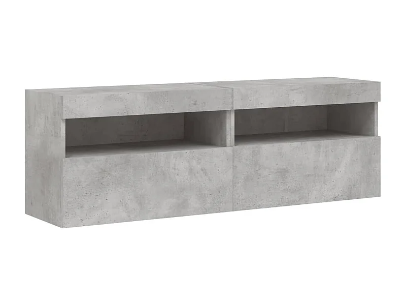 Mueble de TV de pared estante multimedia aparador de televisión TV comedor salón dormitorio y luces LED 2 piezas 60 x 30 x 40 cm gris 02_0029131