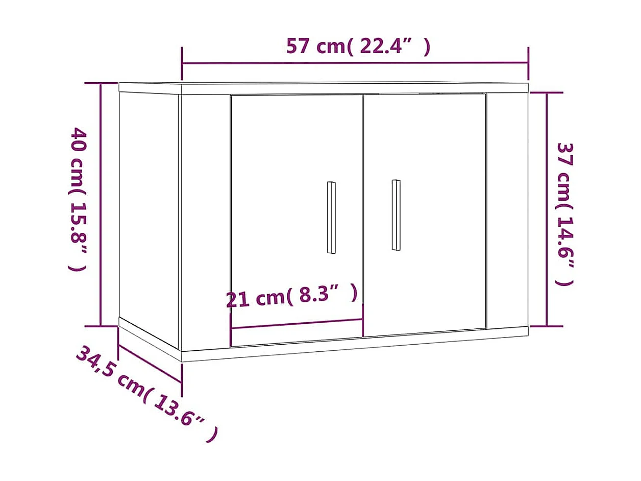 Móveis de parede para TV estante de televisão multimídia televisão buffet sala de jantar sala de estar quarto 3 peças 57 x 34,5 x 40 cm branco 02_0029035