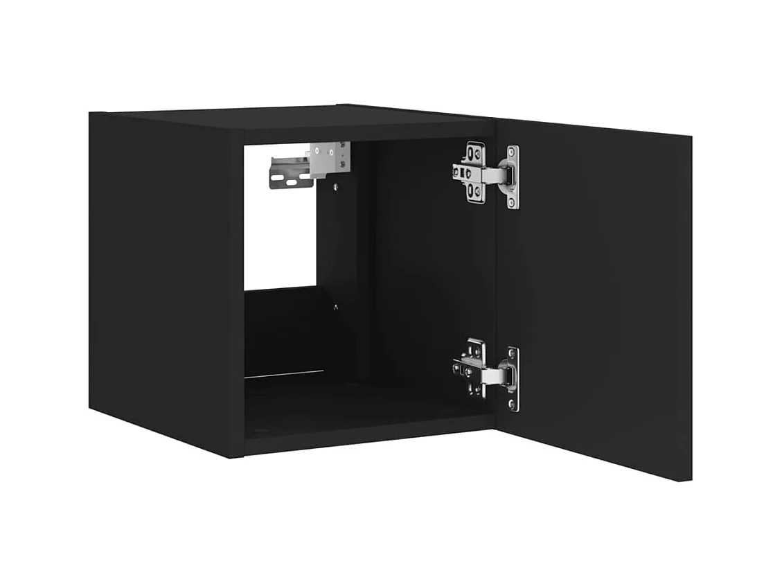 Mobile TV a parete scaffale multimediale credenza TV sala da pranzo soggiorno camera da letto con luci a LED 2 pezzi 30,5 x 35 x 30 cm nero 02_0029096