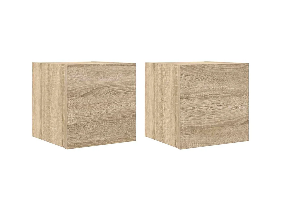 Mueble TV de pared estante para televisión multimedia buffet de televisión comedor salón dormitorio 2 piezas roble sonoma 30,5 x 30 x 30 cm marrón 02_0028992