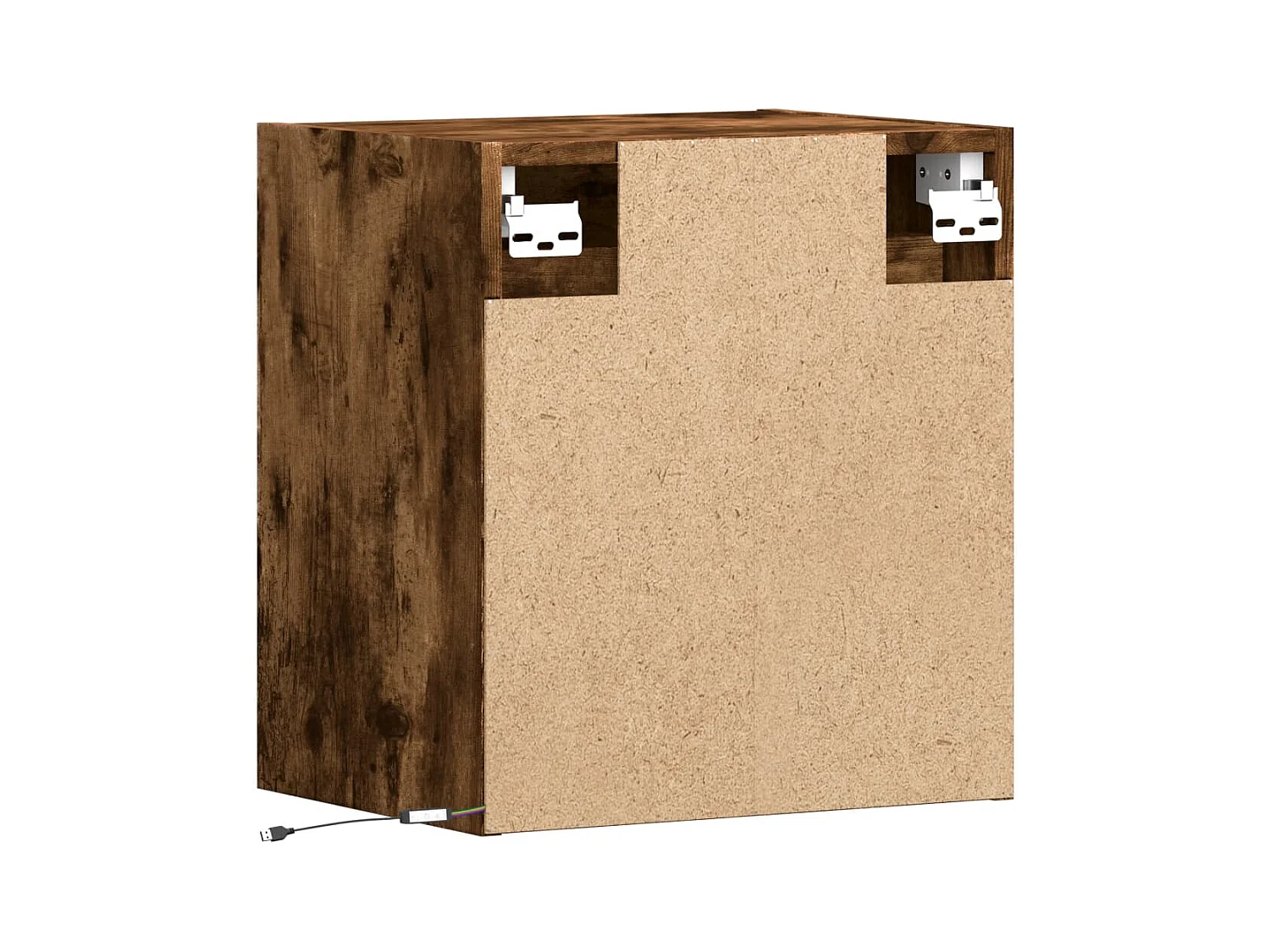 Mueble de TV de pared estante multimedia aparador de televisión TV comedor salón dormitorio y luces LED 2 piezas roble ahumado 41 x 31 x 45 cm marrón 02_0029122