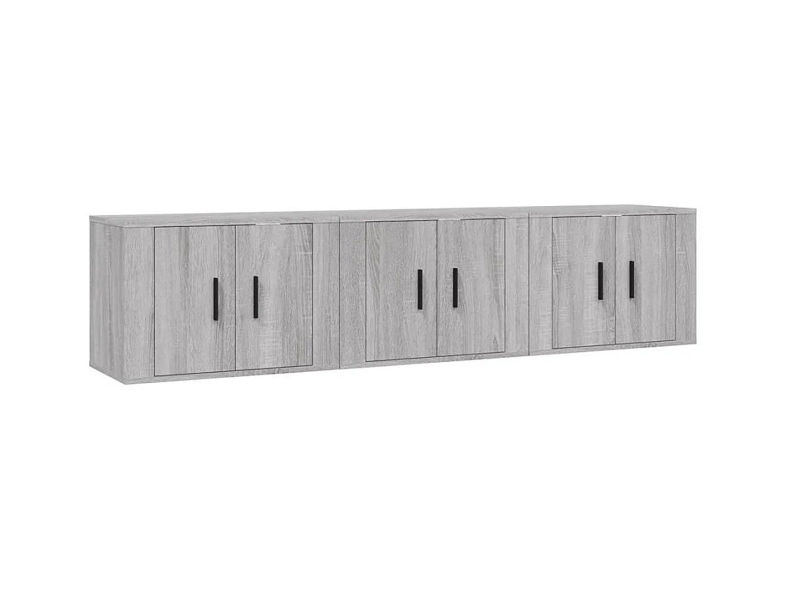 Mueble TV de pared estante para televisión multimedia buffet de televisión comedor salón dormitorio 3 piezas sonoma 57 x 34,5 x 40 cm gris 02_0029050