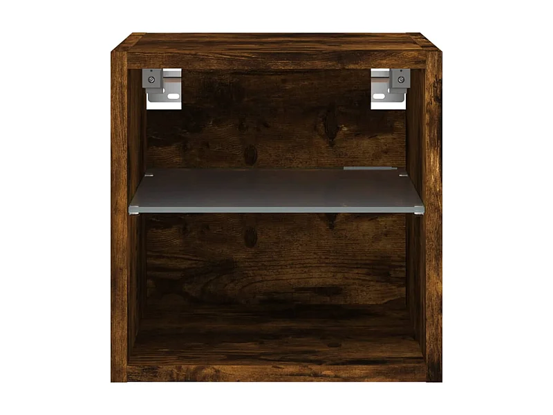 Mueble de TV de pared estante multimedia aparador de televisión TV comedor salón dormitorio y luces LED 2 piezas roble ahumado 30 x 28,5 x 30 cm marrón 02_0029136