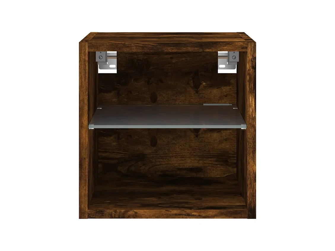 Mueble de TV de pared estante multimedia aparador de televisión TV comedor salón dormitorio y luces LED 2 piezas roble ahumado 30 x 28,5 x 30 cm marrón 02_0029136