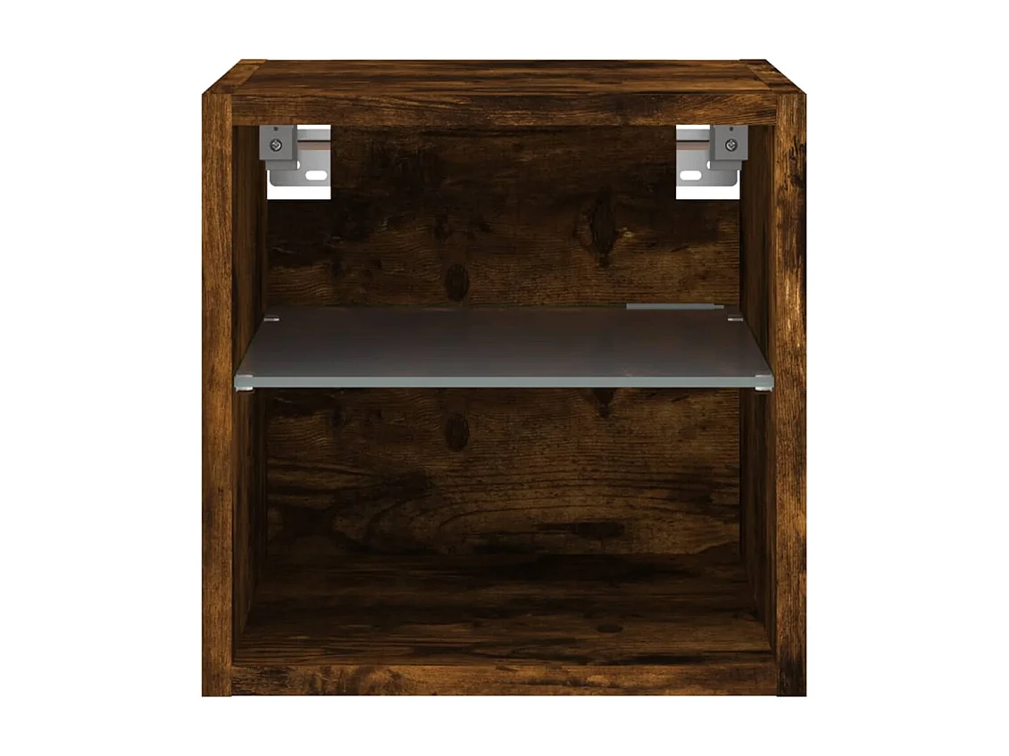 Mueble de TV de pared estante multimedia aparador de televisión TV comedor salón dormitorio y luces LED 2 piezas roble ahumado 30 x 28,5 x 30 cm marrón 02_0029136